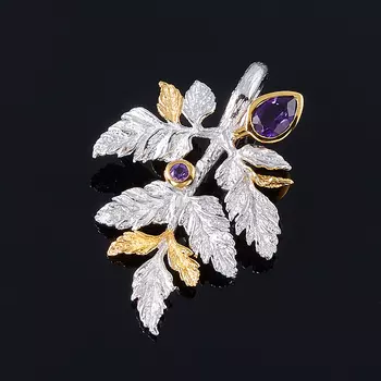 Кулон аметист огранка (серебро 925 пр., позолота)