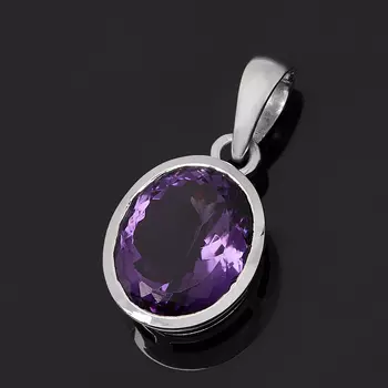 Кулон аметист (серебро 925 пр.) овал огранка