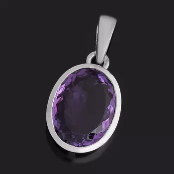 Кулон аметист (серебро 925 пр.) овал огранка