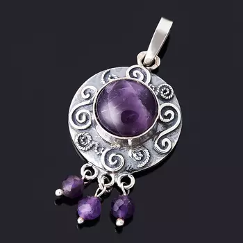 Кулон аметист (серебро 925 пр. оксидир.)