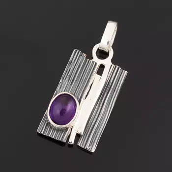 Кулон аметист (серебро 925 пр. оксидир.)