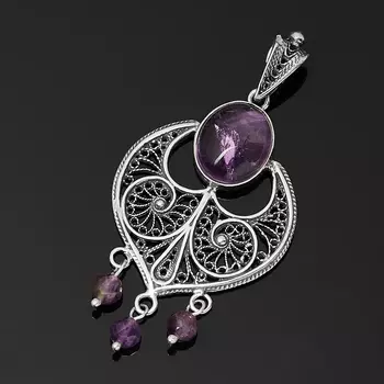Кулон аметист (серебро 925 пр. оксидир.)