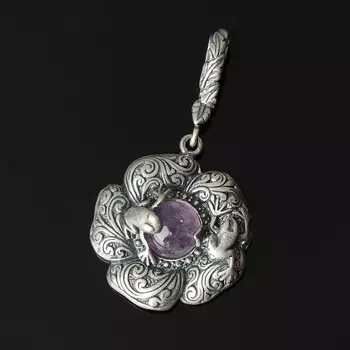 Кулон аметист (серебро 925 пр. оксидир.)