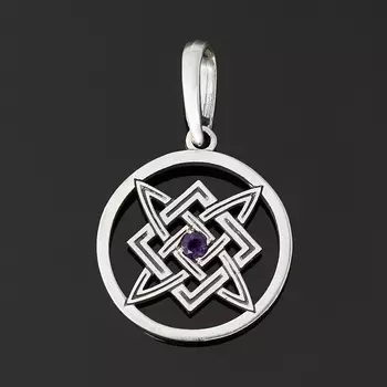 Кулон аметист (серебро 925 пр. оксидир.) круг огранка
