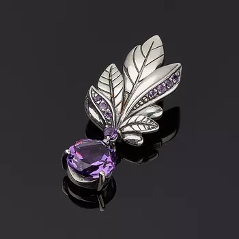 Кулон аметист (серебро 925 пр. оксидир.) огранка