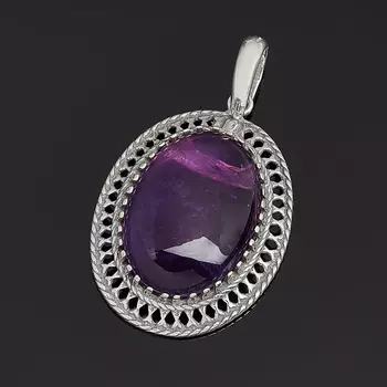 Кулон аметист (серебро 925 пр. оксидир.) овал