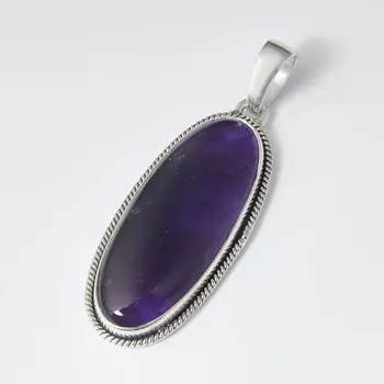 Кулон аметист (серебро 925 пр. оксидир.) овал