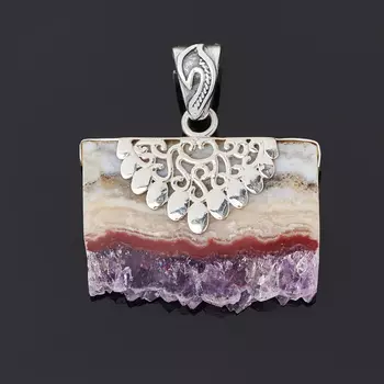 Кулон аметист (серебро 925 пр. оксидир.) срез