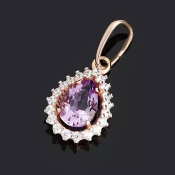 Кулон аметист (серебро 925 пр. позолота) капля огранка