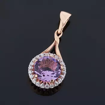 Кулон аметист (серебро 925 пр. позолота) круг огранка