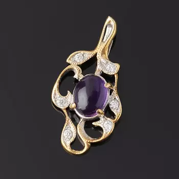 Кулон аметист (серебро 925 пр. позолота, родир. бел.)