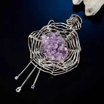 Кулон аметист (серебро 925 пр. позолота, родир. бел.)