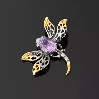 Кулон аметист (серебро 925 пр. позолота, родир. черн.) огранка