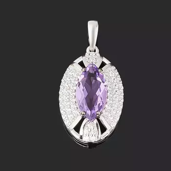 Кулон аметист (серебро 925 пр. родир. бел., родир. черн.) огранка