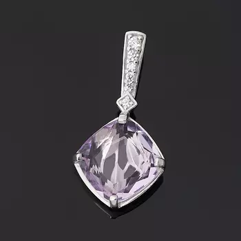 Кулон аметист (серебро 925 пр. родир. бел.) огранка