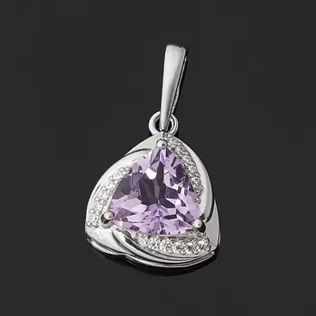 Кулон аметист (серебро 925 пр. родир. бел.) огранка