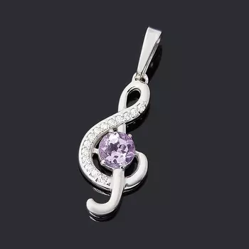 Кулон аметист (серебро 925 пр. родир. бел.) огранка