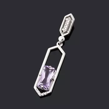 Кулон аметист (серебро 925 пр. родир. бел.) огранка