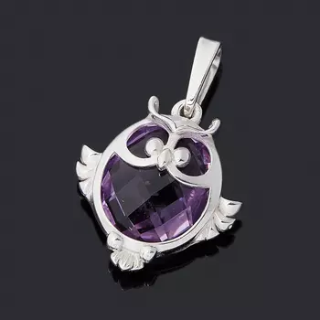 Кулон аметист (серебро 925 пр. родир. бел.) огранка
