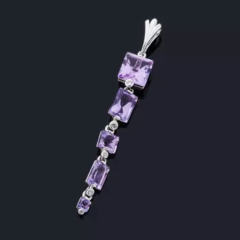 Кулон аметист (серебро 925 пр. родир. бел.) огранка