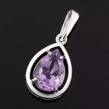 Кулон аметист (серебро 925 пр. родир. бел.) капля огранка