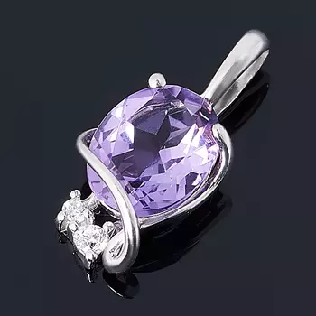 Кулон аметист (серебро 925 пр. родир. бел.) огранка