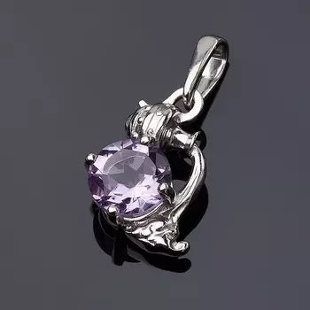 Кулон аметист (серебро 925 пр. родир. бел.) огранка