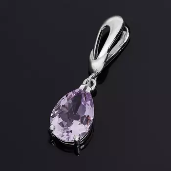 Кулон аметист (серебро 925 пр. родир. бел.) капля огранка