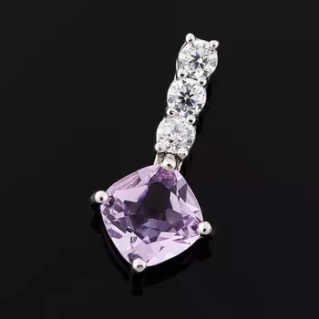 Кулон аметист (серебро 925 пр. родир. бел.) огранка