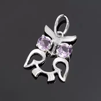 Кулон аметист (серебро 925 пр. родир. бел.) огранка