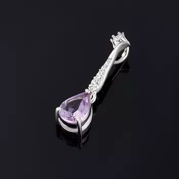 Кулон аметист (серебро 925 пр. родир. бел.) огранка