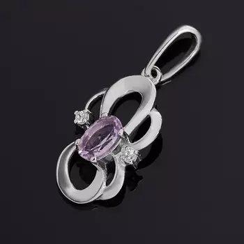 Кулон аметист (серебро 925 пр. родир. бел.) огранка