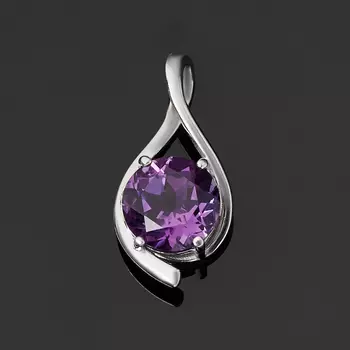 Кулон аметист (серебро 925 пр. родир. бел.) огранка