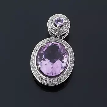 Кулон аметист (серебро 925 пр. родир. бел.) огранка