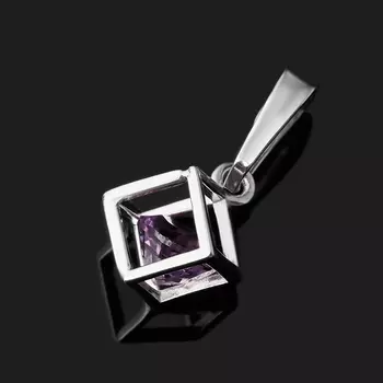 Кулон аметист (серебро 925 пр. родир. бел.) огранка