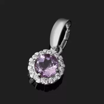 Кулон аметист (серебро 925 пр. родир. бел.) огранка