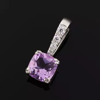 Кулон аметист (серебро 925 пр. родир. бел.) огранка