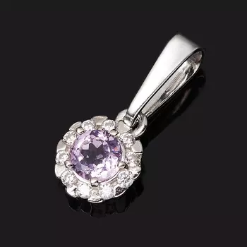Кулон аметист (серебро 925 пр. родир. бел.) огранка