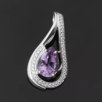 Кулон аметист (серебро 925 пр. родир. бел.) огранка