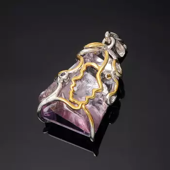 Кулон аметрин огранка (серебро 925 пр., позолота)