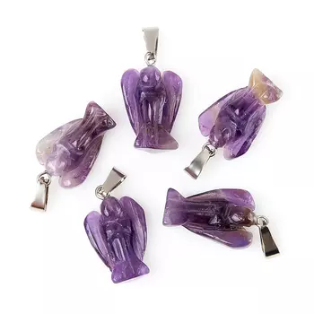Кулон аметист (биж. сплав) ангел 3-3,5 см