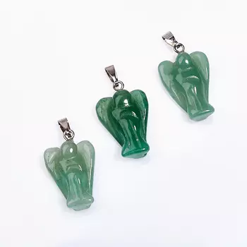 Кулон ангел авантюрин зеленый (биж. сплав) 2,5 см