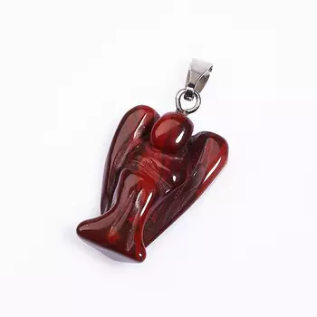 Кулон ангел яшма красная (биж. сплав) 2,5-3 см