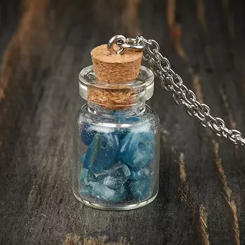 Кулон апатит синий (биж. сплав) бутылочка 3 см