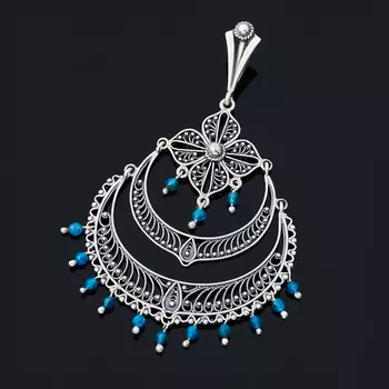 Кулон апатит синий (серебро 925 пр. оксидир.) огранка