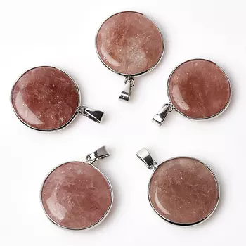 Кулон авантюрин красный (биж. сплав) круг 3,5-4 см