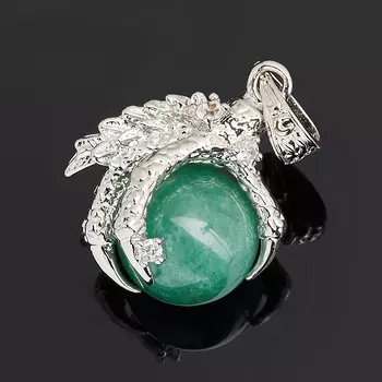 Кулон авантюрин зеленый (биж. сплав) 4 см