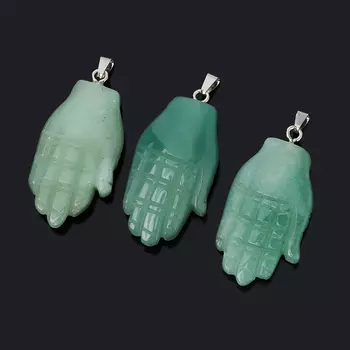 Кулон авантюрин зеленый (биж. сплав) 5-5,5 см