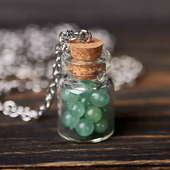 Кулон авантюрин зеленый (биж. сплав) бутылочка 3 см