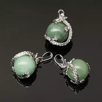 Кулон авантюрин зеленый (биж. сплав) дракон 3-3,5 см